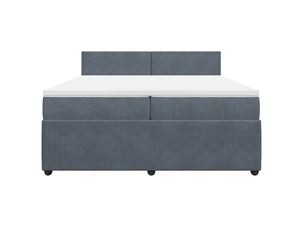 Cama com molas/colchão 200x200 cm veludo cinzento-escuro