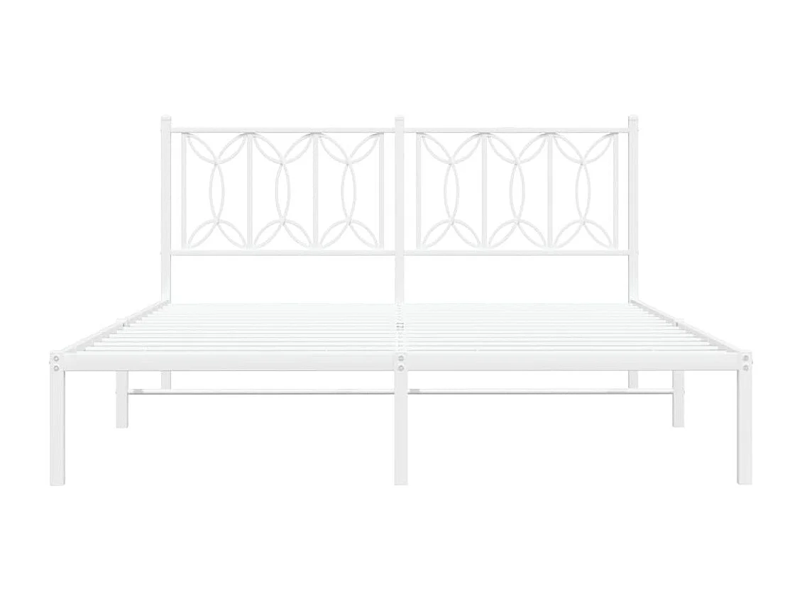 Bedframe met hoofdbord metaal wit 150x200 cm