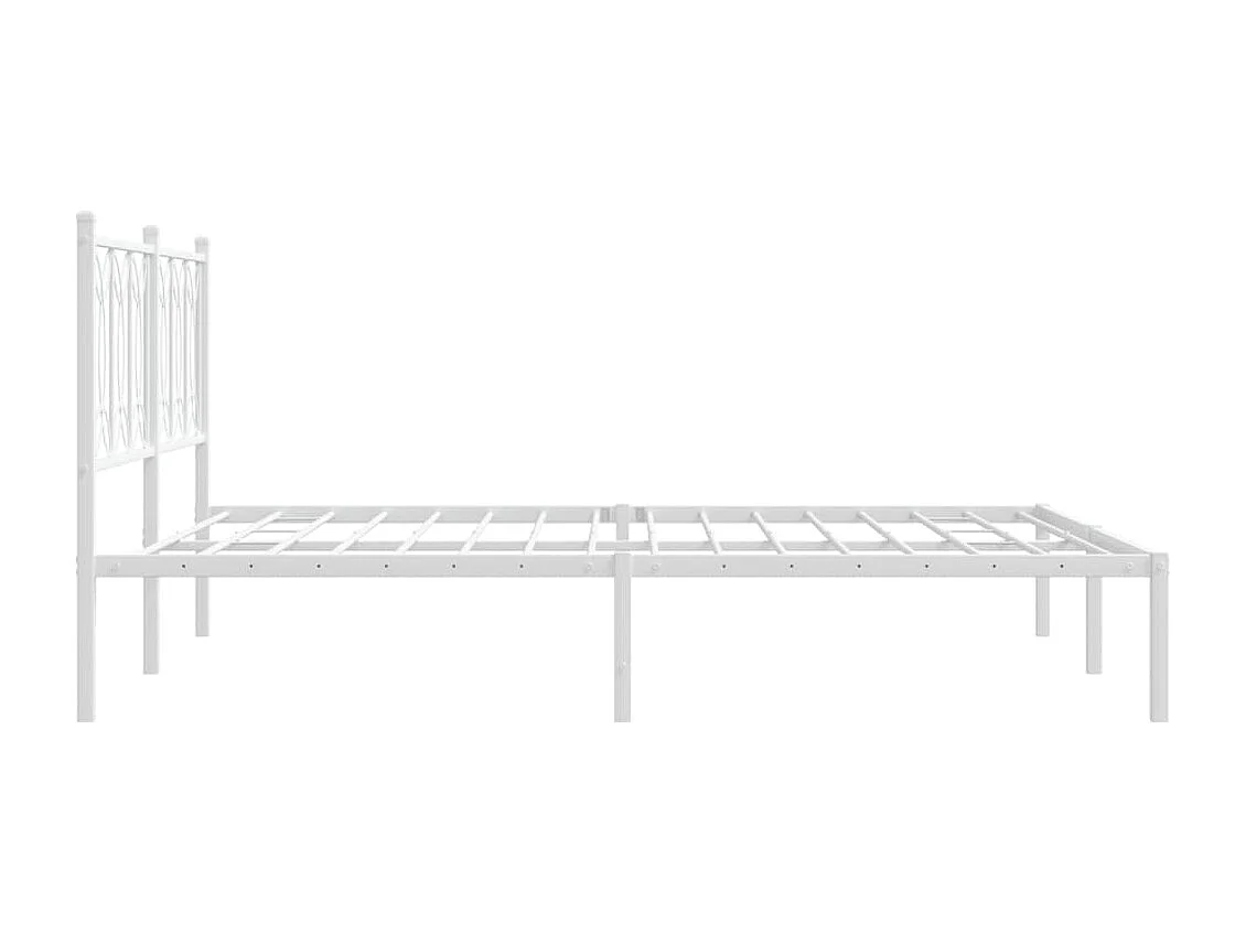 Bedframe met hoofdbord metaal wit 150x200 cm