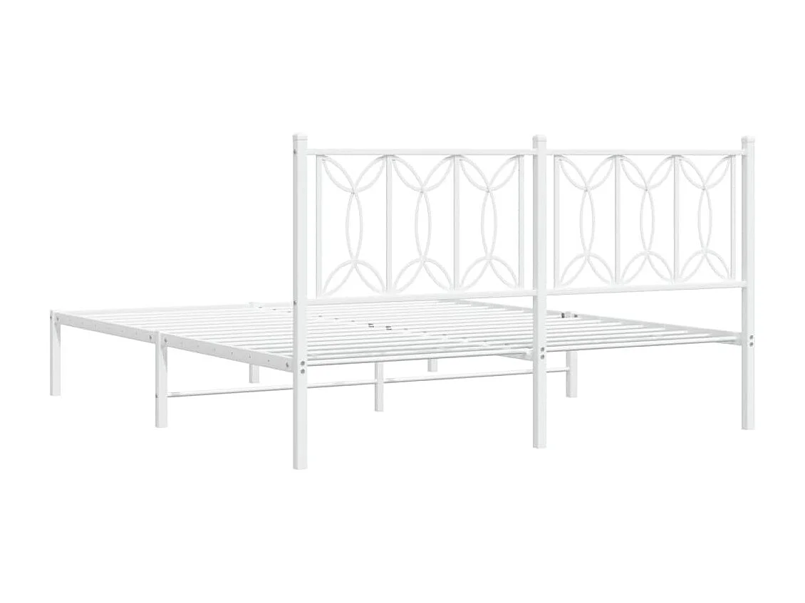 Bedframe met hoofdbord metaal wit 150x200 cm