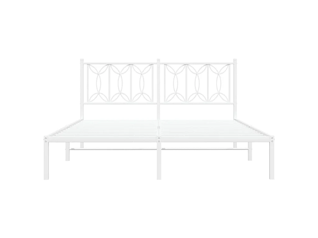 Bedframe met hoofdbord metaal wit 150x200 cm