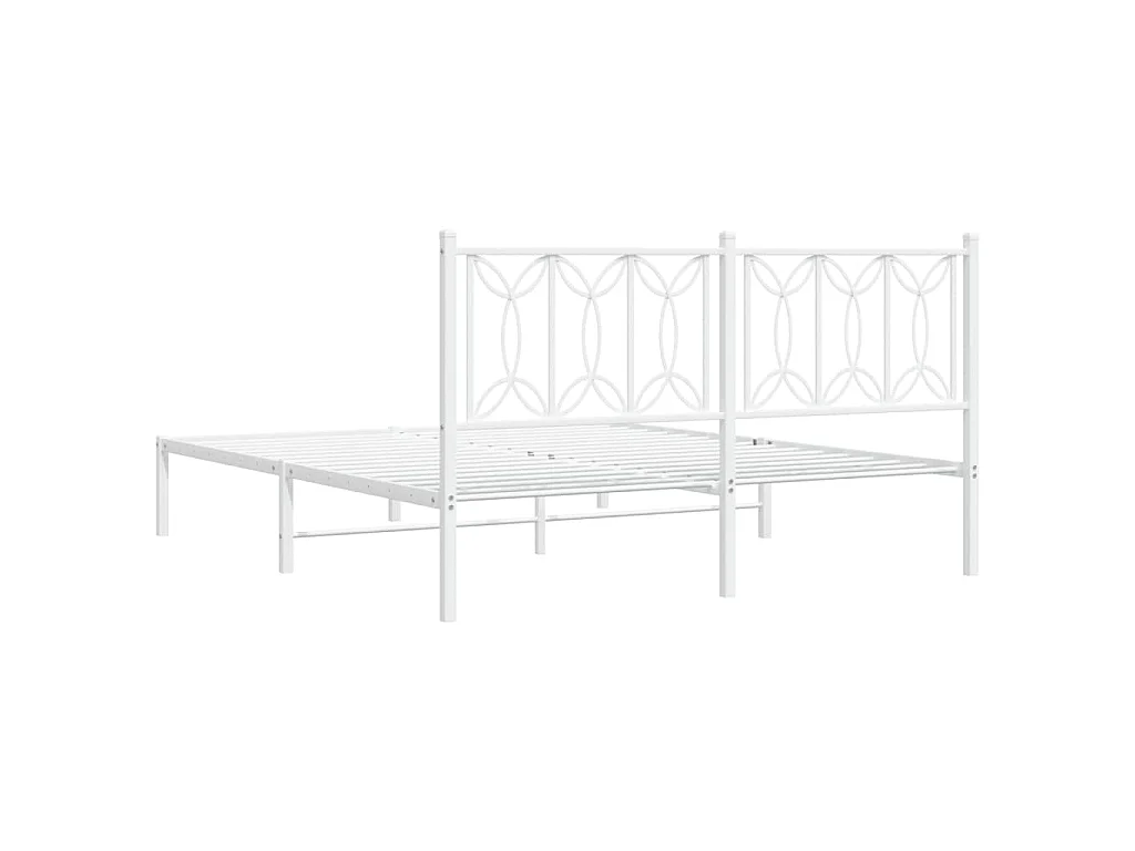 Bedframe met hoofdbord metaal wit 150x200 cm