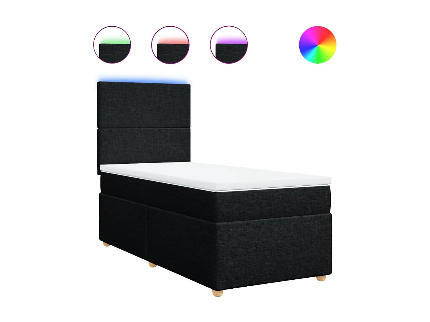 Boxspringbett mit Matratze Schwarz 90x200 cm Stoff