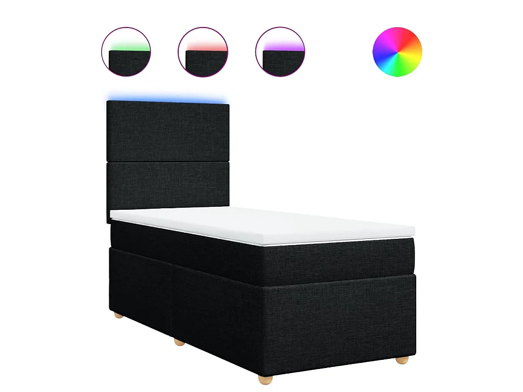 Boxspringbett mit Matratze Schwarz 90x200 cm Stoff