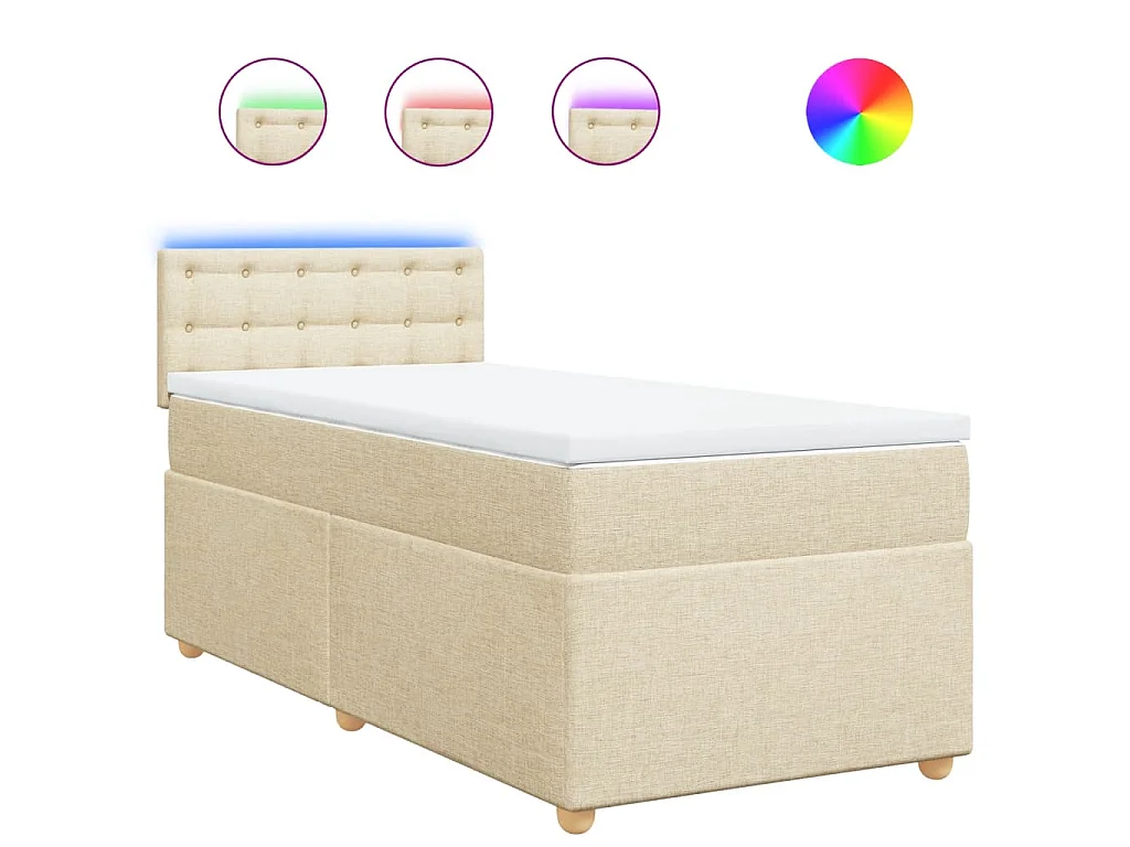 Cama com molas/colchão 90x190 cm tecido cor creme