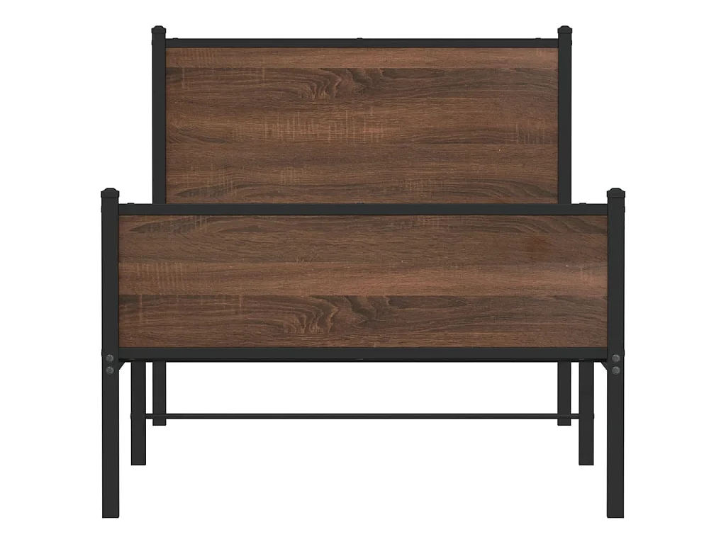 Cadre de lit en métal sans matelas chêne marron 90x190 cm
