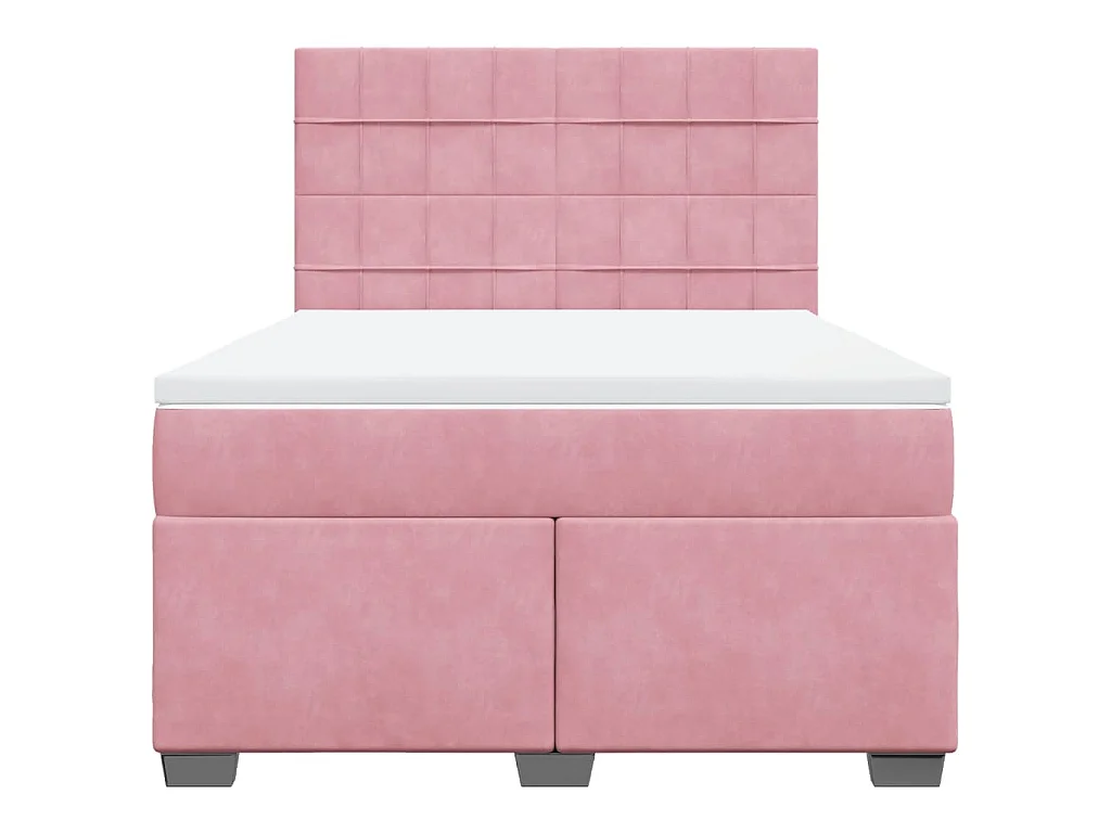 Giroletto a Molle con Materasso Rosa 140x190 cm in Velluto