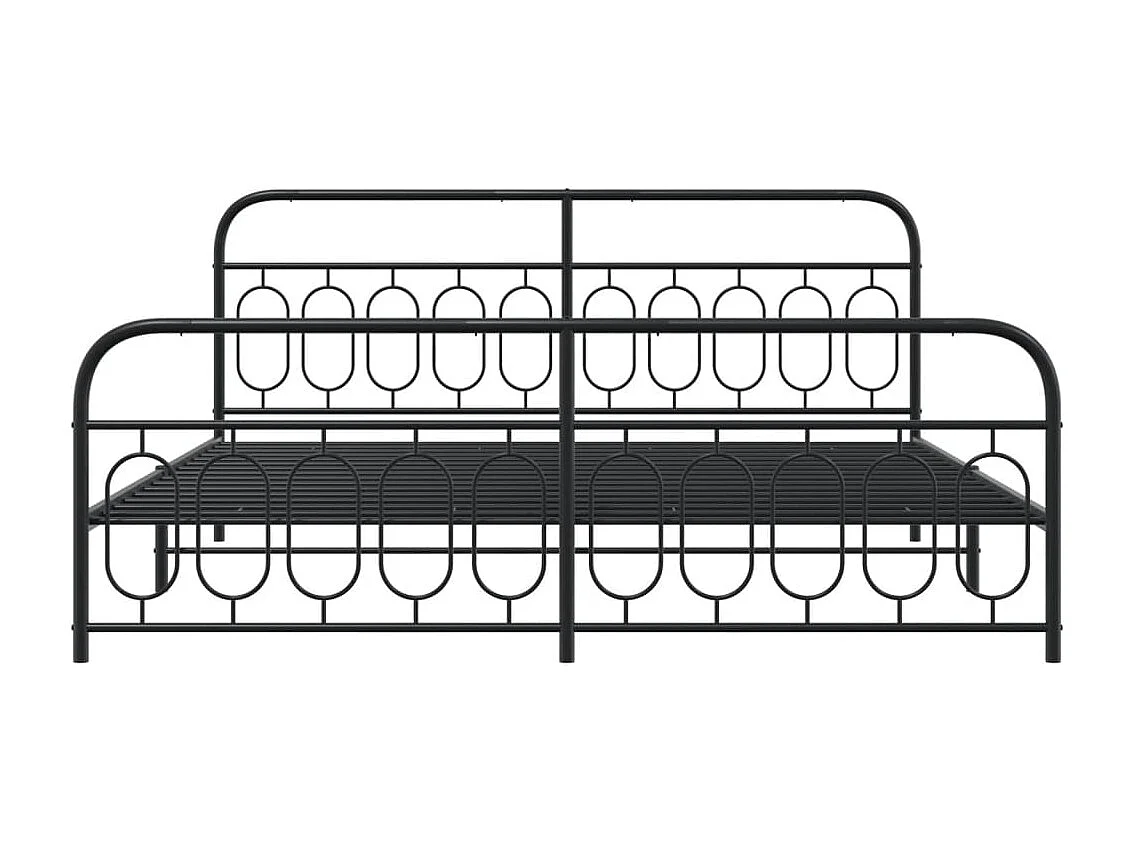 Cadre de lit métal sans matelas avec pied de lit noir 200x200cm