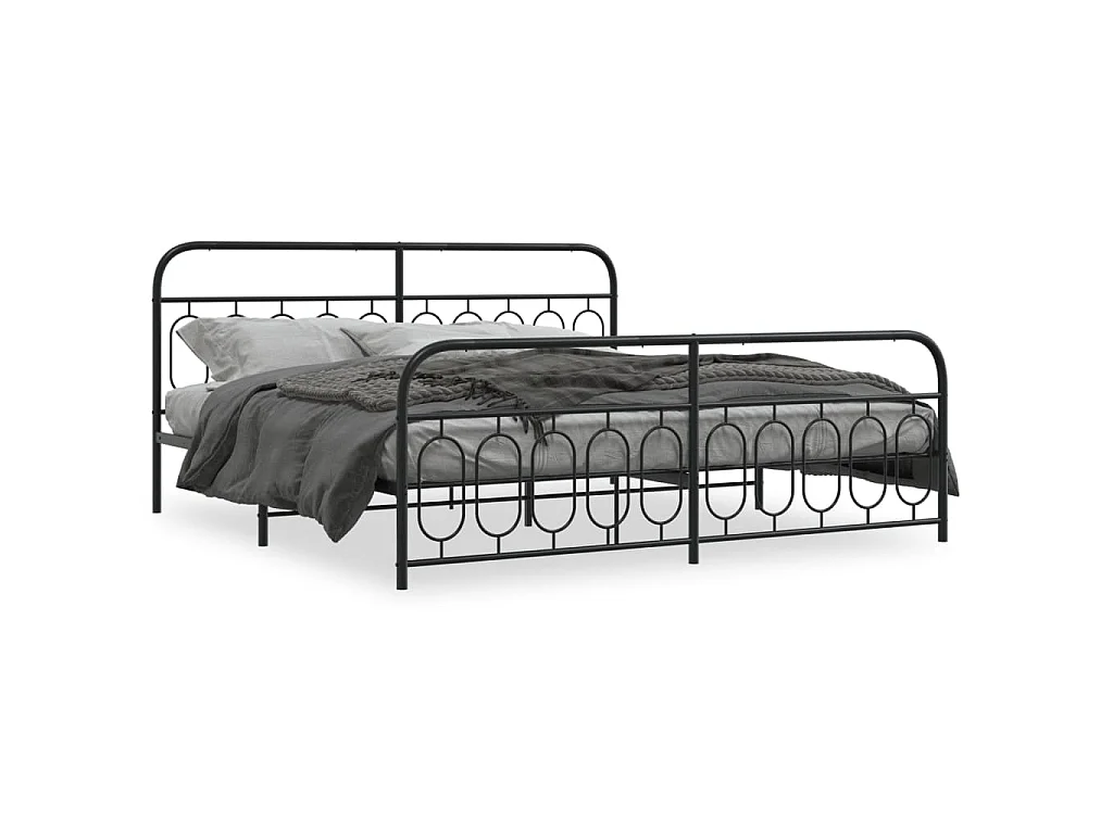 Estructura cama sin colchón con estribo metal negro 200x200 cm