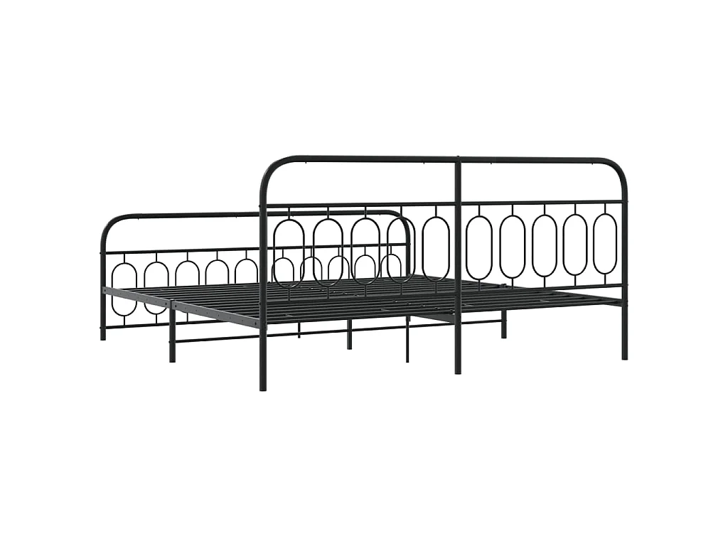 Estructura cama sin colchón con estribo metal negro 200x200 cm