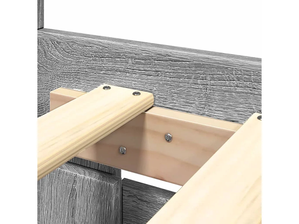 Cama con cabecero madera ingeniería gris Sonoma 200x200 cm