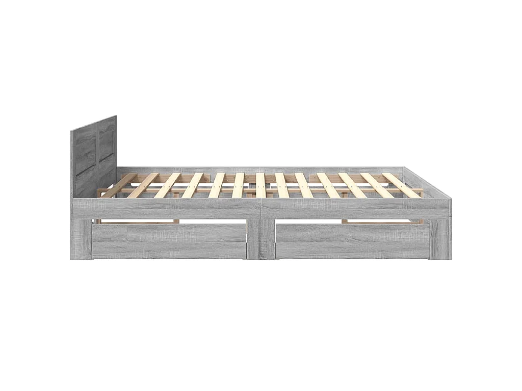 Cadre de lit tête de lit sans matelas sonoma gris 200x200 cm