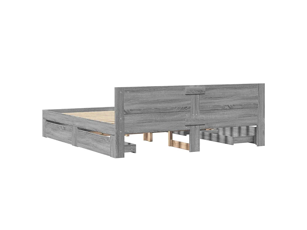 Cadre de lit tête de lit sans matelas sonoma gris 200x200 cm