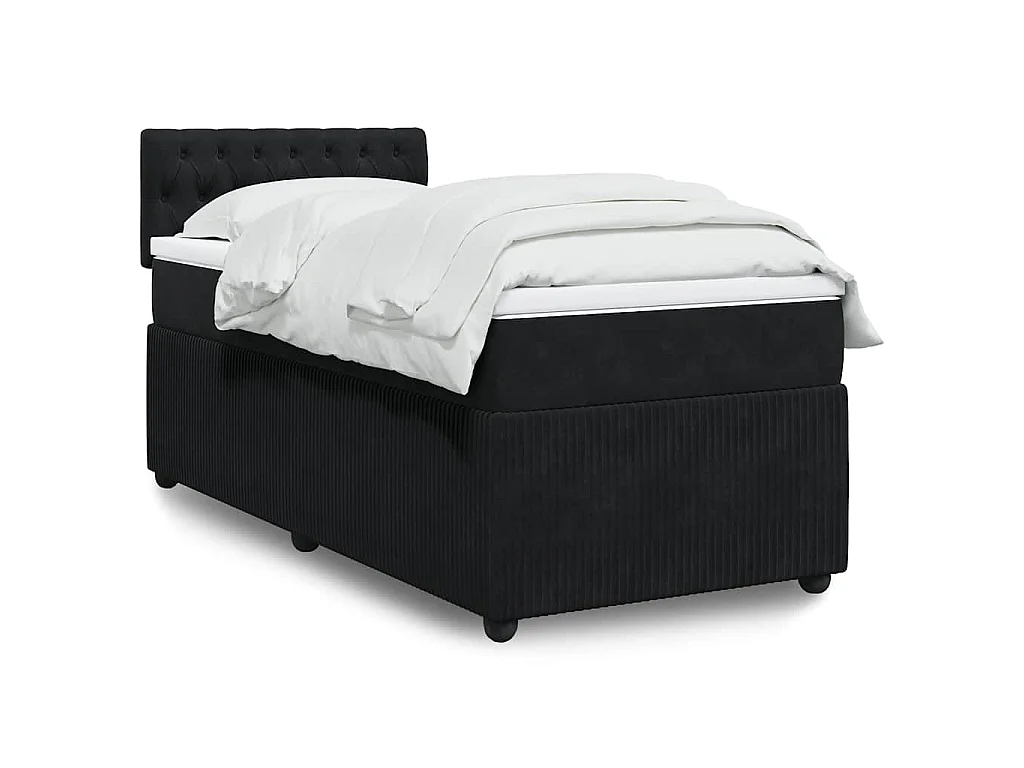 Giroletto a Molle con Materasso Nero 90x190 cm in Velluto