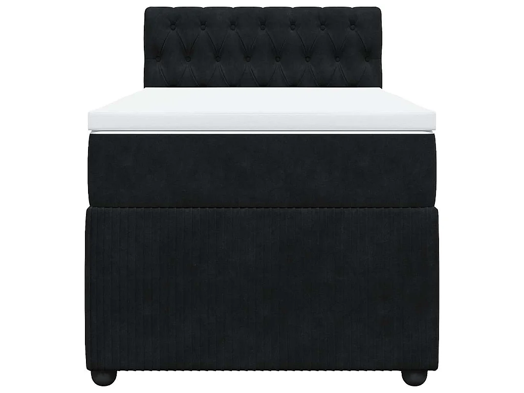 Giroletto a Molle con Materasso Nero 90x190 cm in Velluto