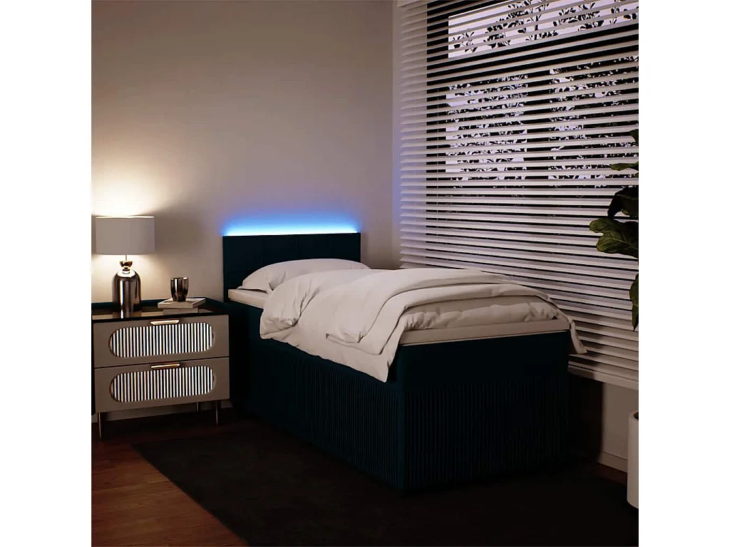 Giroletto a Molle con Materasso Blu 80x200 cm in Velluto