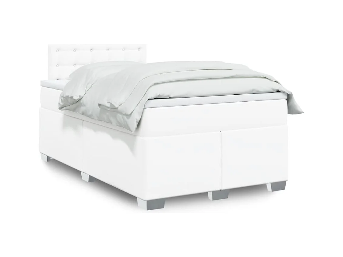 Sommier à lattes de lit avec matelas Blanc 120x200cm Similicuir