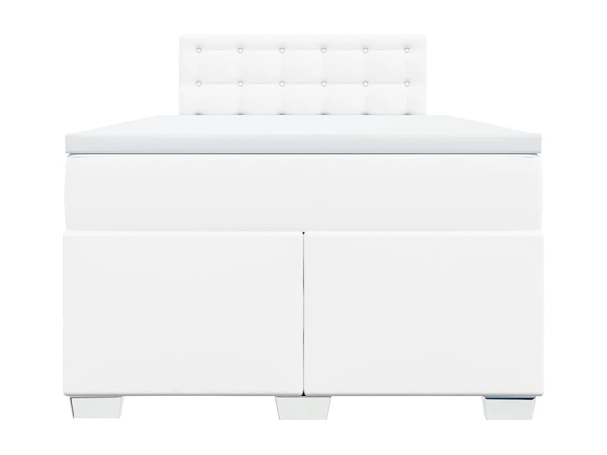 Cama box spring con colchón cuero sintético blanco 120x200 cm