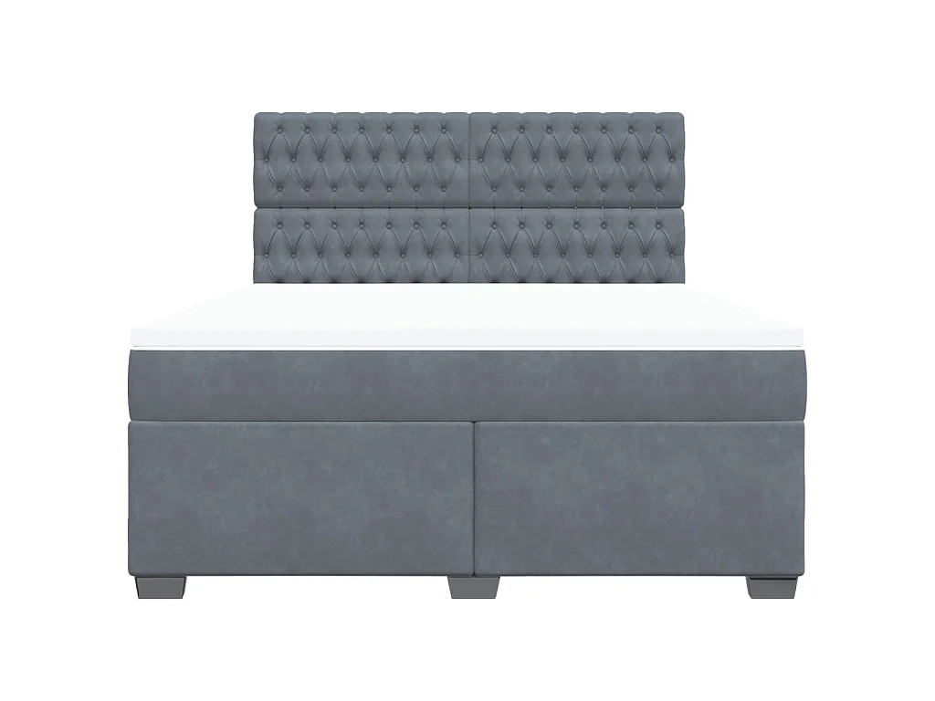 Cama box spring con colchón terciopelo gris oscuro 180x200 cm