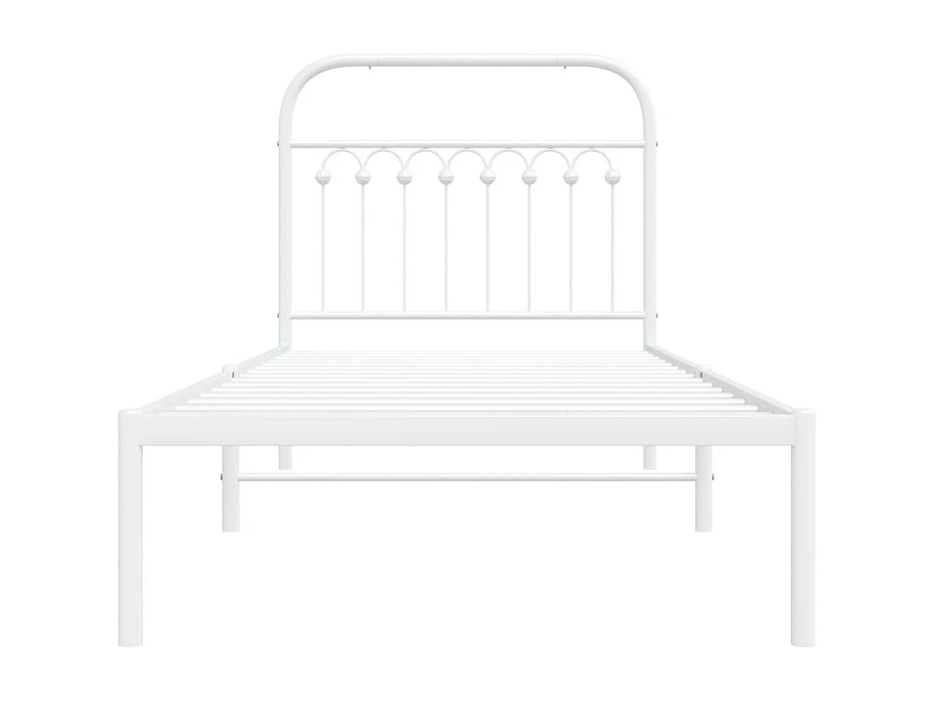 Cadre de lit métal sans matelas avec tête de lit blanc 90x190cm