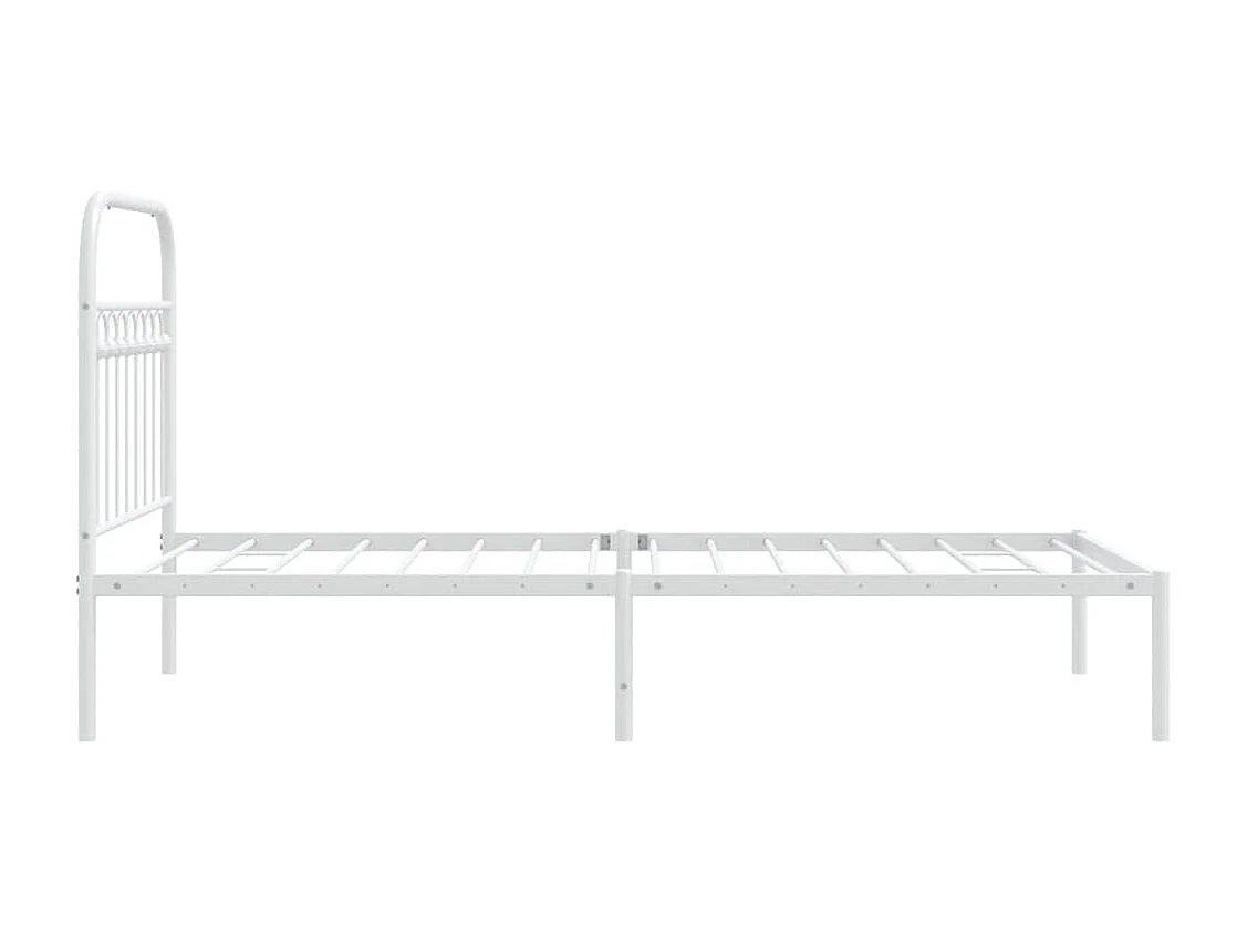 Cadre de lit métal sans matelas avec tête de lit blanc 90x190cm