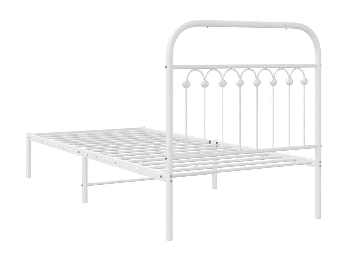 Cadre de lit métal sans matelas avec tête de lit blanc 90x190cm