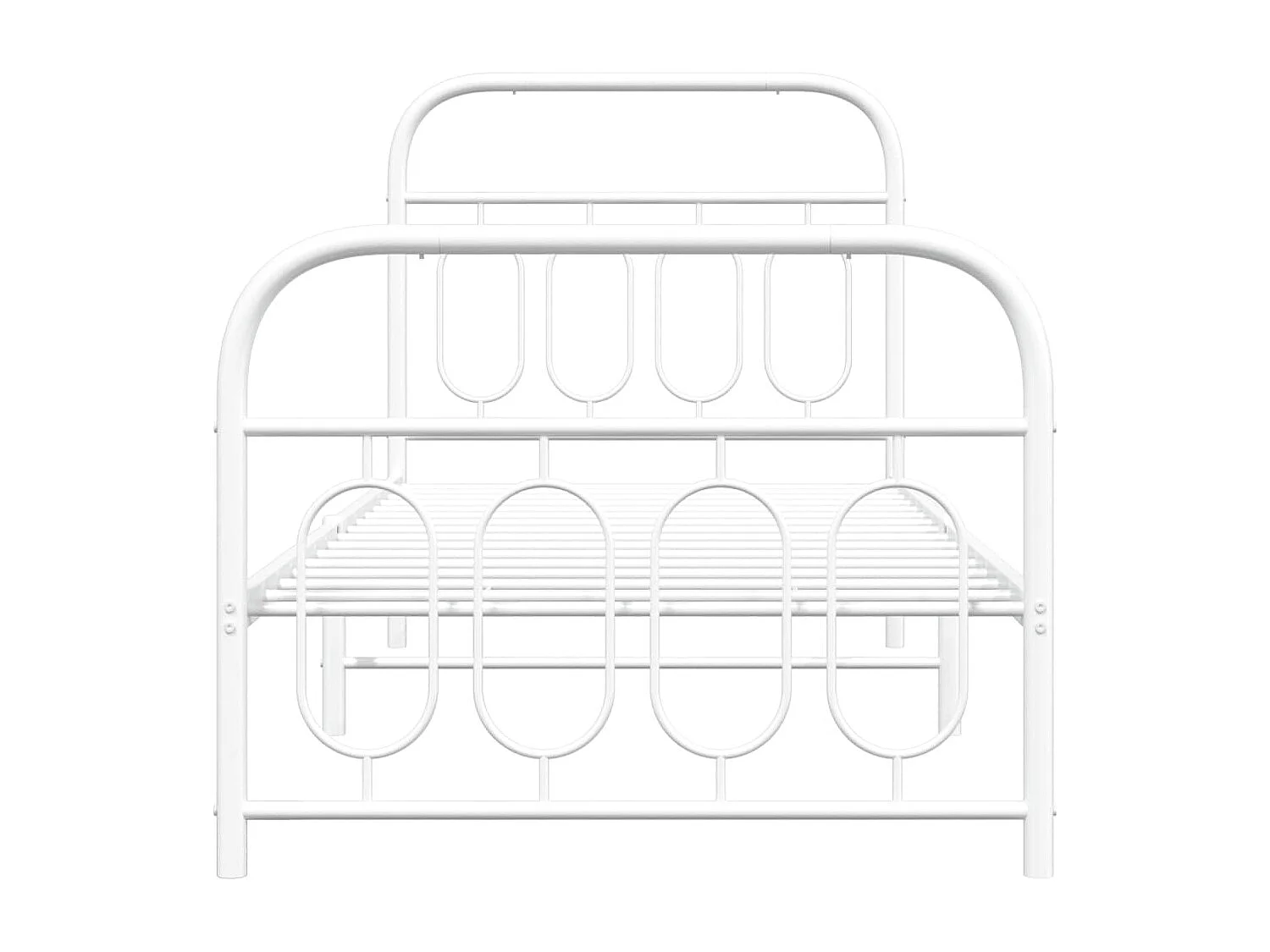 Cadre de lit métal sans matelas avec pied de lit blanc 90x190cm