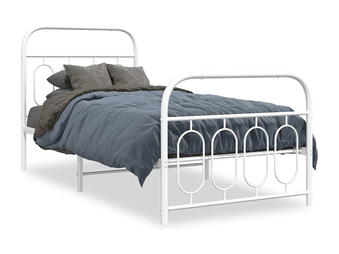 Bedframe met hoofd- en voeteneinde metaal wit 90x190 cm