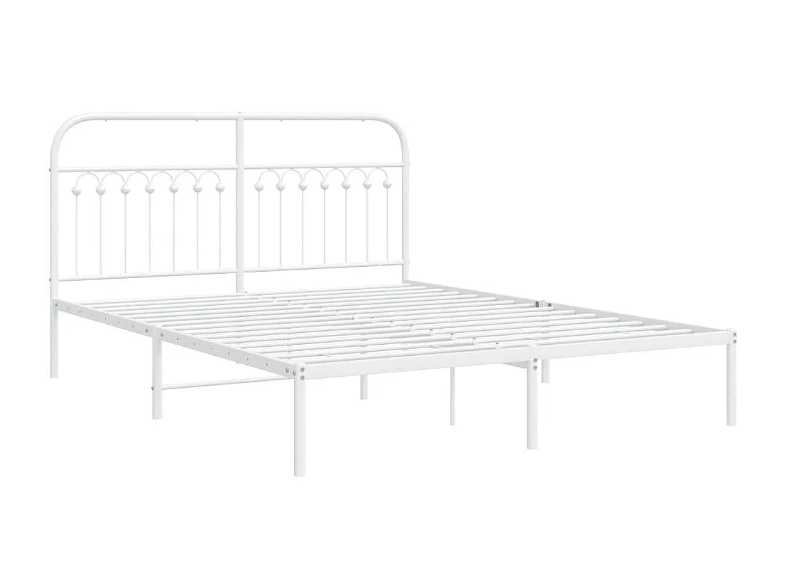 Cadre de lit métal sans matelas et tête de lit blanc 160x200 cm