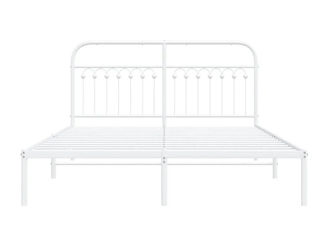 Cadre de lit métal sans matelas et tête de lit blanc 160x200 cm