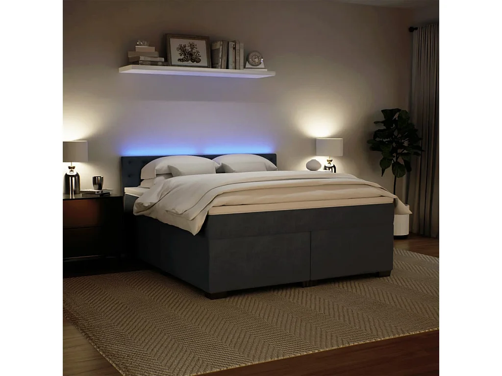 Boxspringbett mit Matratze Dunkelgrau 180x200 cm Samt