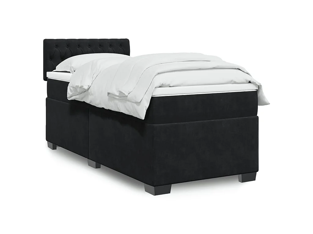 Giroletto a Molle con Materasso Nero 90x190 cm in Velluto