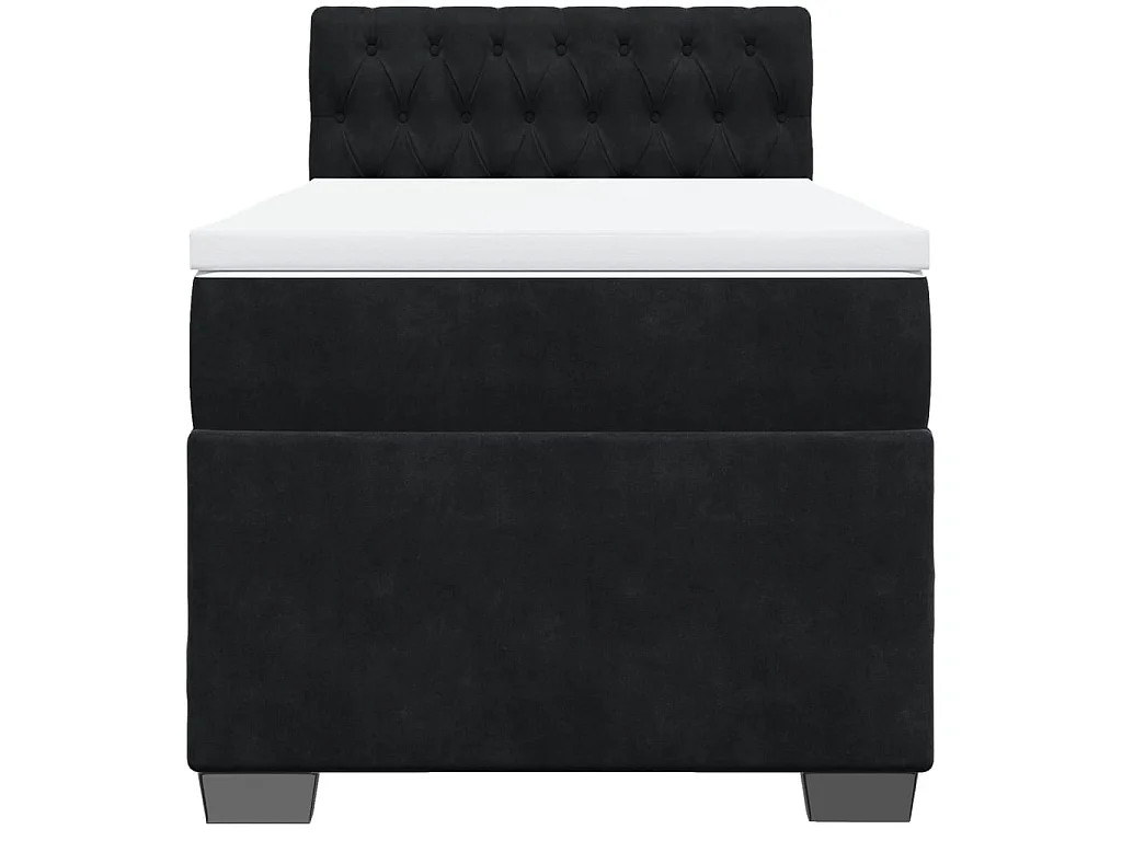 Giroletto a Molle con Materasso Nero 90x190 cm in Velluto