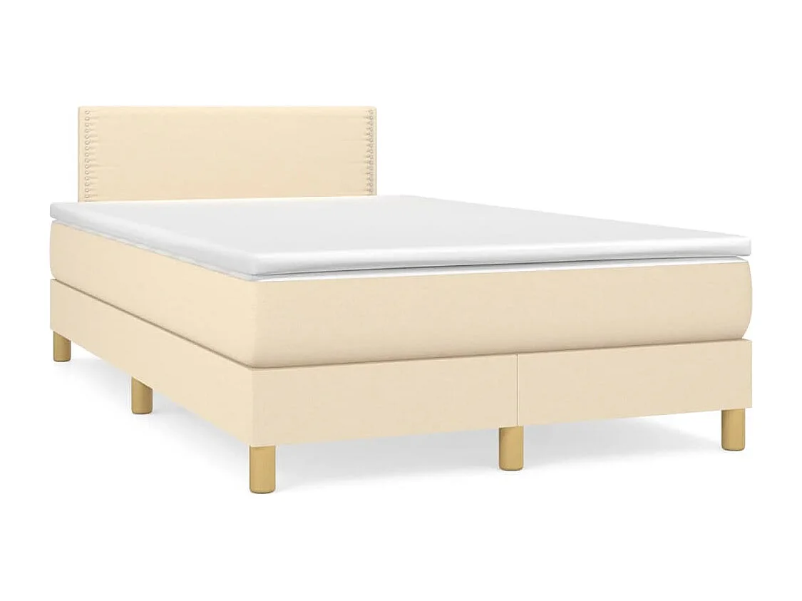 Letto a Molle con Materasso e LED Crema 120x190 cm in Tessuto