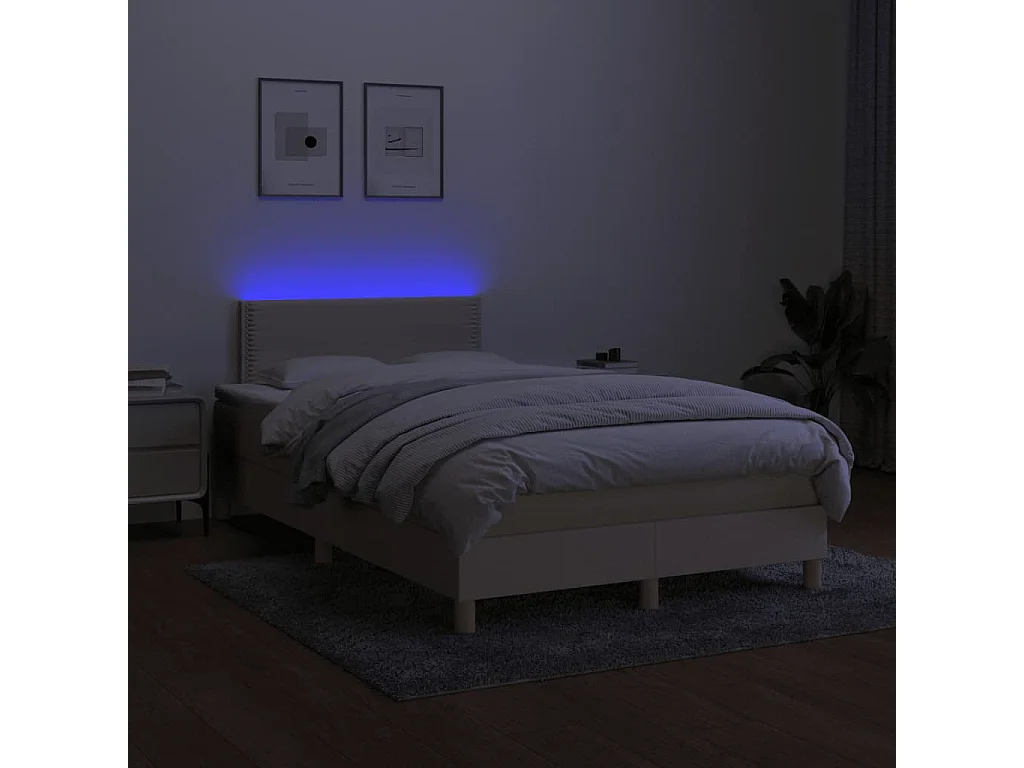 Letto a Molle con Materasso e LED Crema 120x190 cm in Tessuto