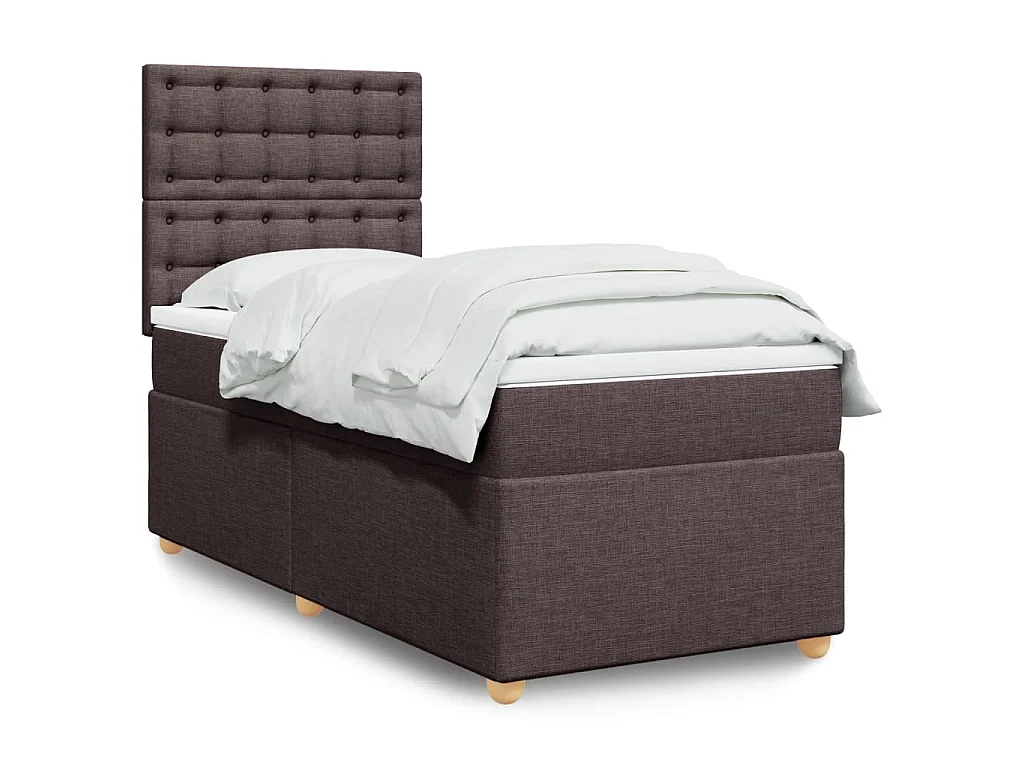 Boxspringbett mit Matratze Dunkelbraun 90x190 cm Stoff