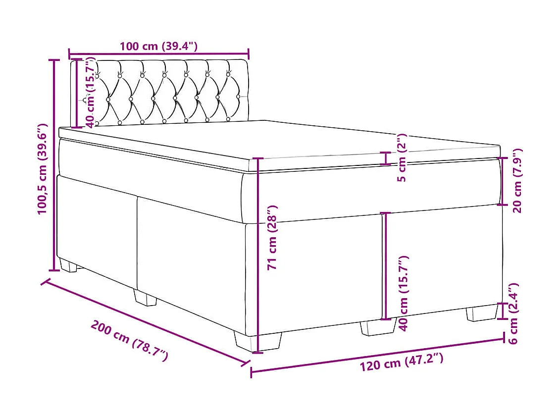 Boxspringbett mit Matratze Dunkelgrün 120x200 cm Samt