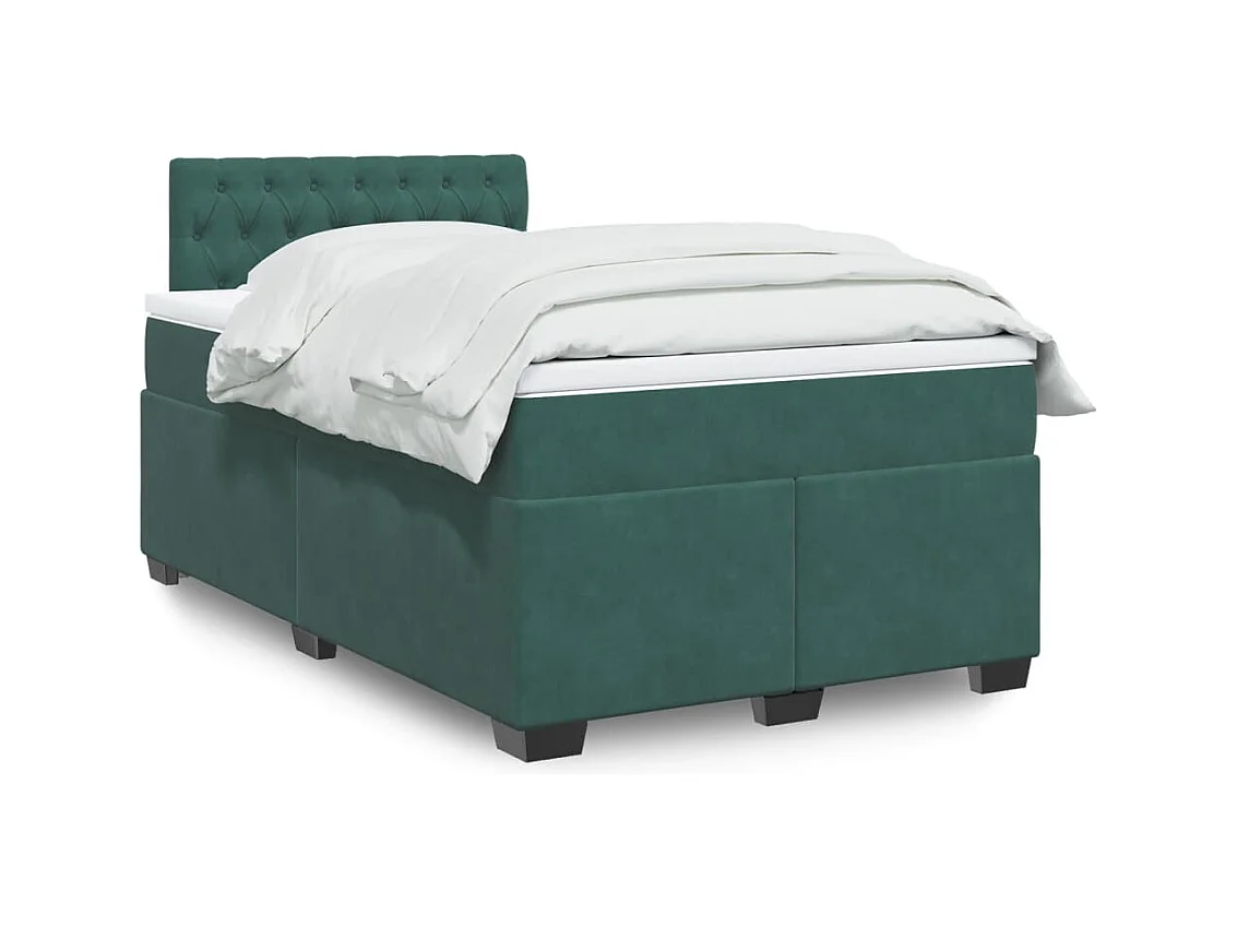 Boxspringbett mit Matratze Dunkelgrün 120x200 cm Samt