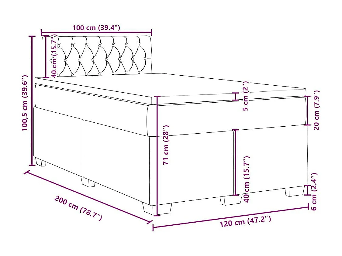 Sommier à lattes de lit et matelas Vert foncé 120x200cm Velours