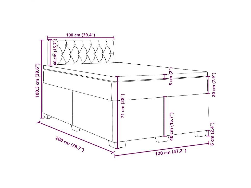 Boxspringbett mit Matratze Dunkelgrün 120x200 cm Samt