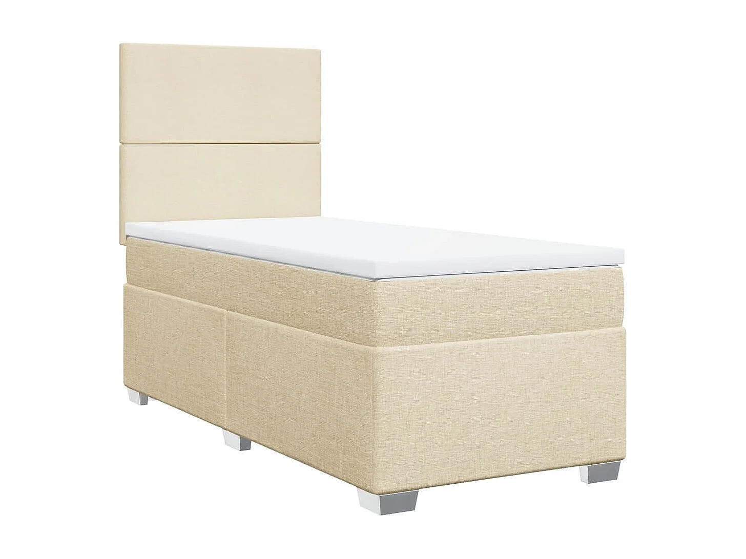 Cama box spring con colchón tela color crema 80x200 cm