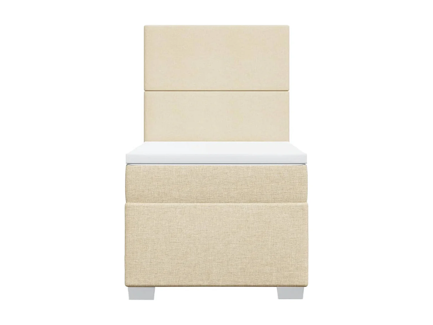 Cama box spring con colchón tela color crema 80x200 cm