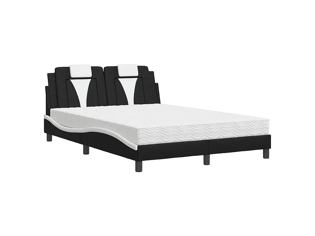 Cama Viana com colchão 140x190 cm couro artificial preto