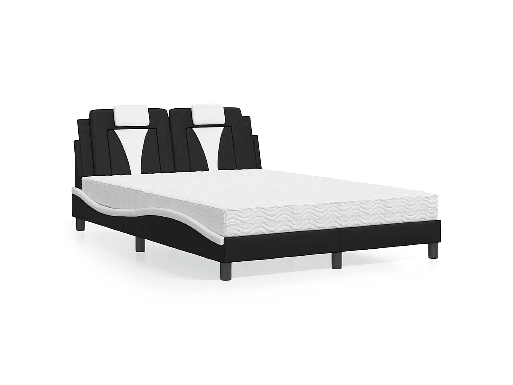 Cama Viana com colchão 140x190 cm couro artificial preto