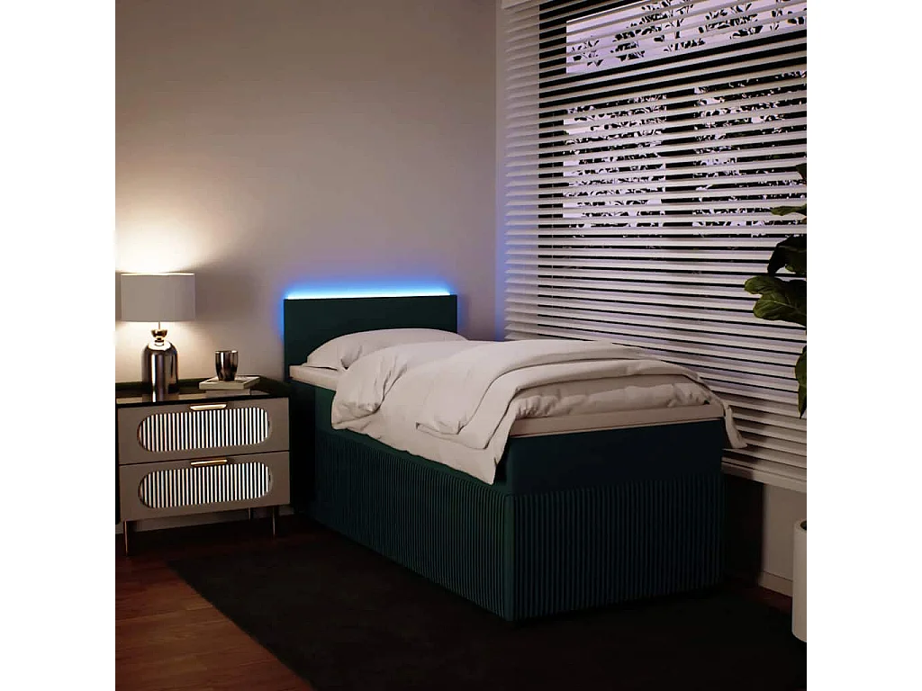 Boxspring met matras fluweel donkergroen 100x200 cm