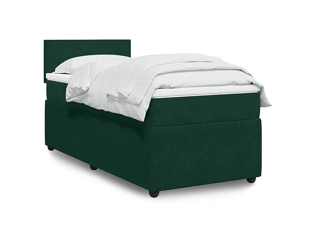 Sommier à lattes de lit avec matelas Vert foncé 100x200 cm