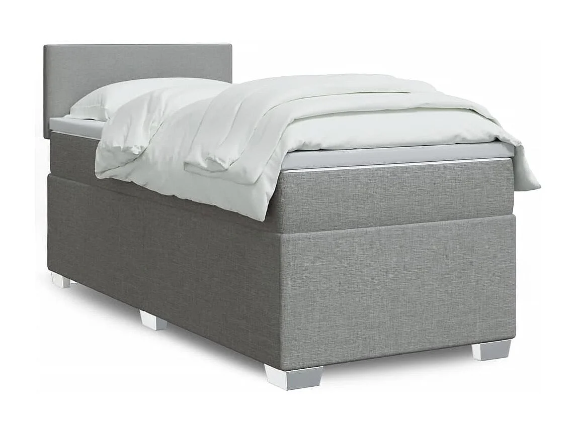 Boxspringbett mit Matratze Hellgrau 100x200 cm Stoff