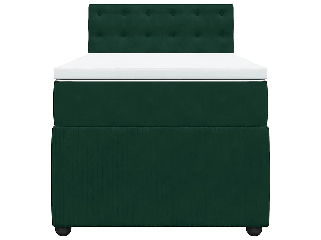 Cama box spring con colchón terciopelo verde oscuro 100x200 cm