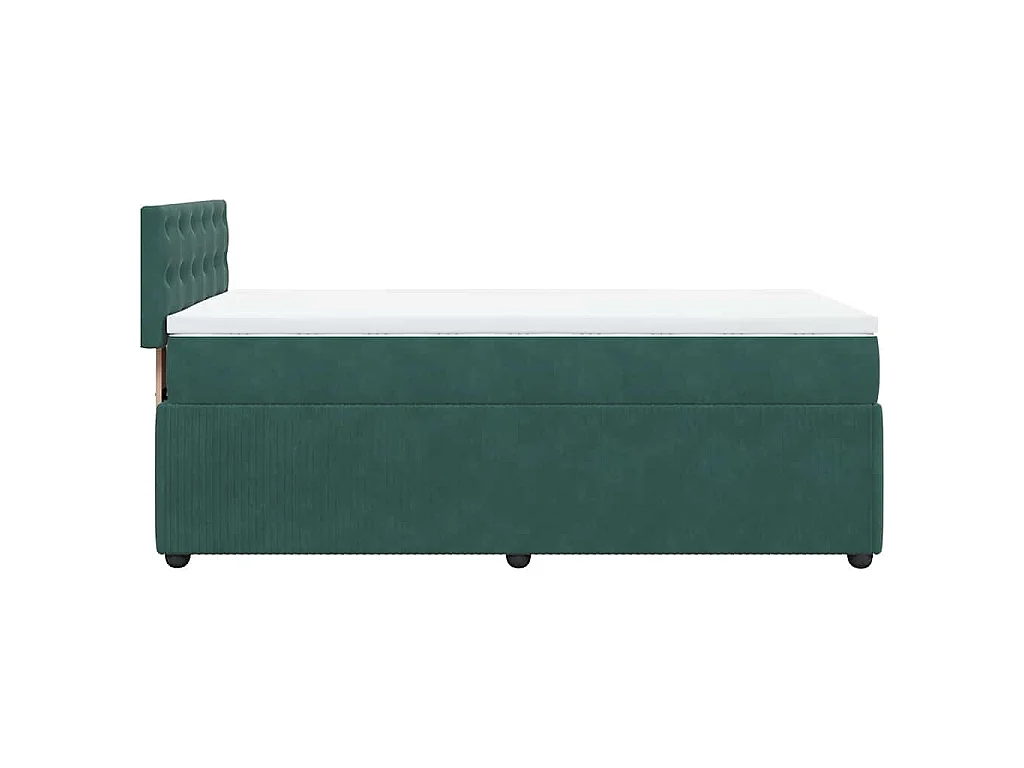 Cama box spring con colchón terciopelo verde oscuro 100x200 cm
