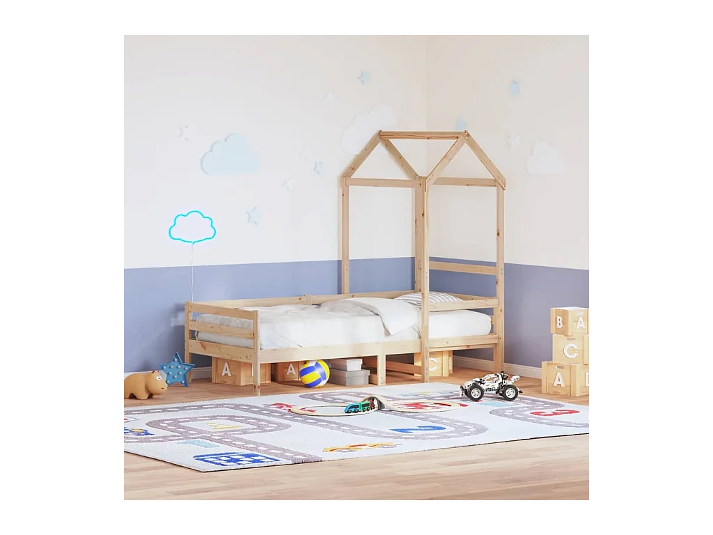 Lit de jour avec toit sans matelas 90x200 cm bois massif